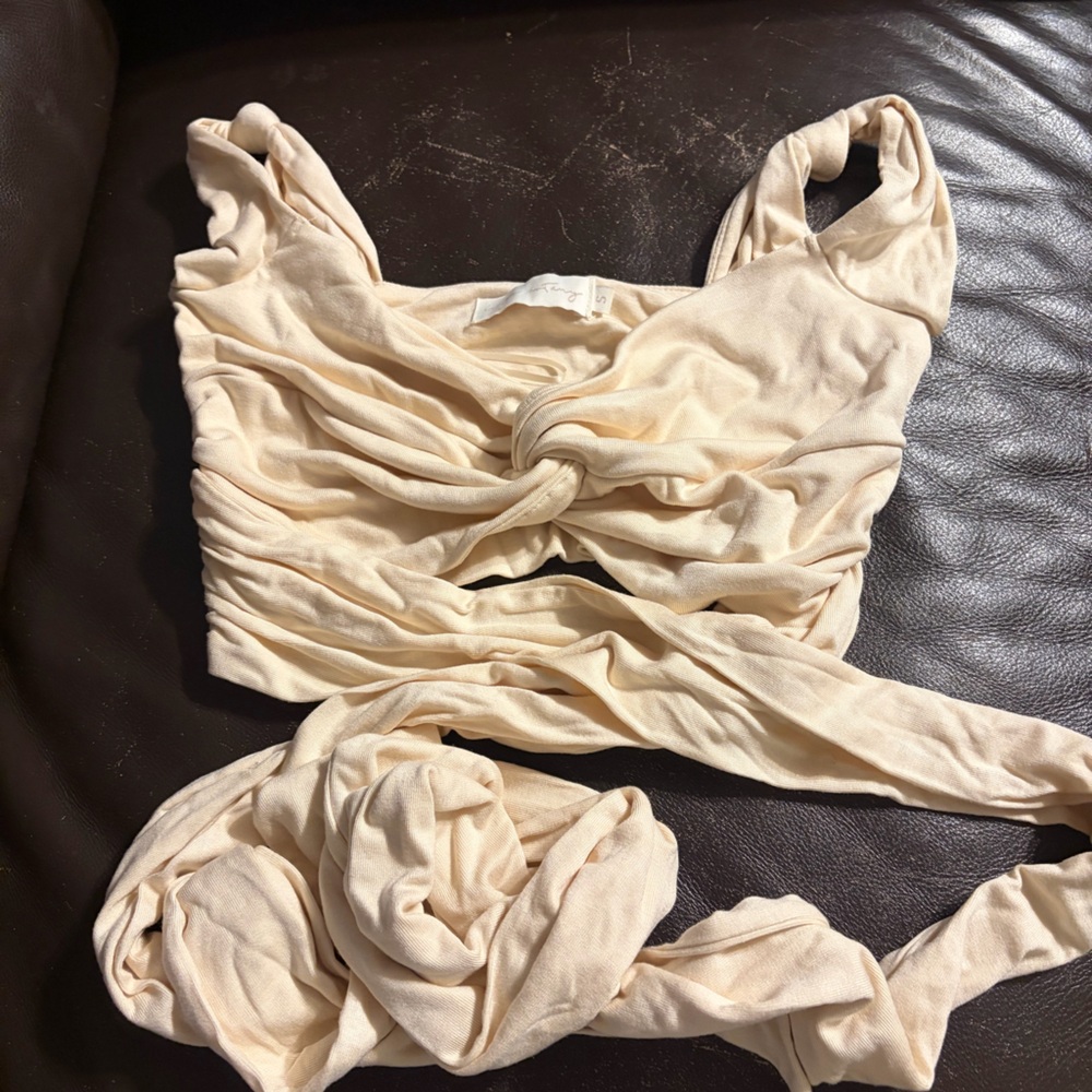Elegant Cream Twist-Front Tank Top